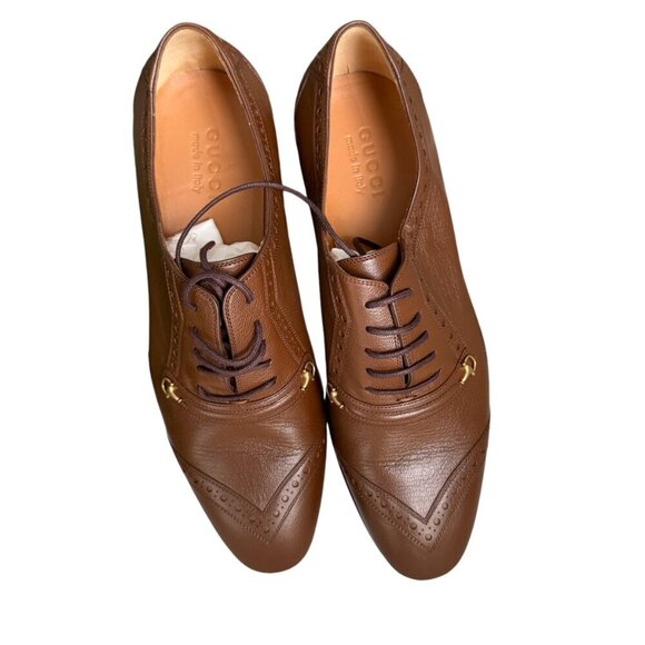 Gucci 745831 Men's Auroville Goat Brown Sugar Lace-up Loafer Shoe multiple sizes - Picture 6 of 13